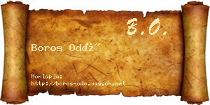 Boros Odó névjegykártya